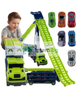 Пързалка камион автомобилна писта гараж за колички играчки колички